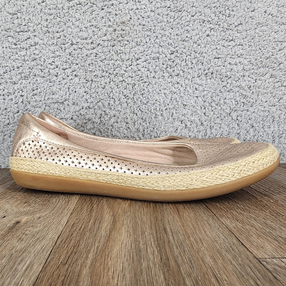 Clarks Collection Rose‎ Gold Perforated Espadrille Flats Women Size 6.5